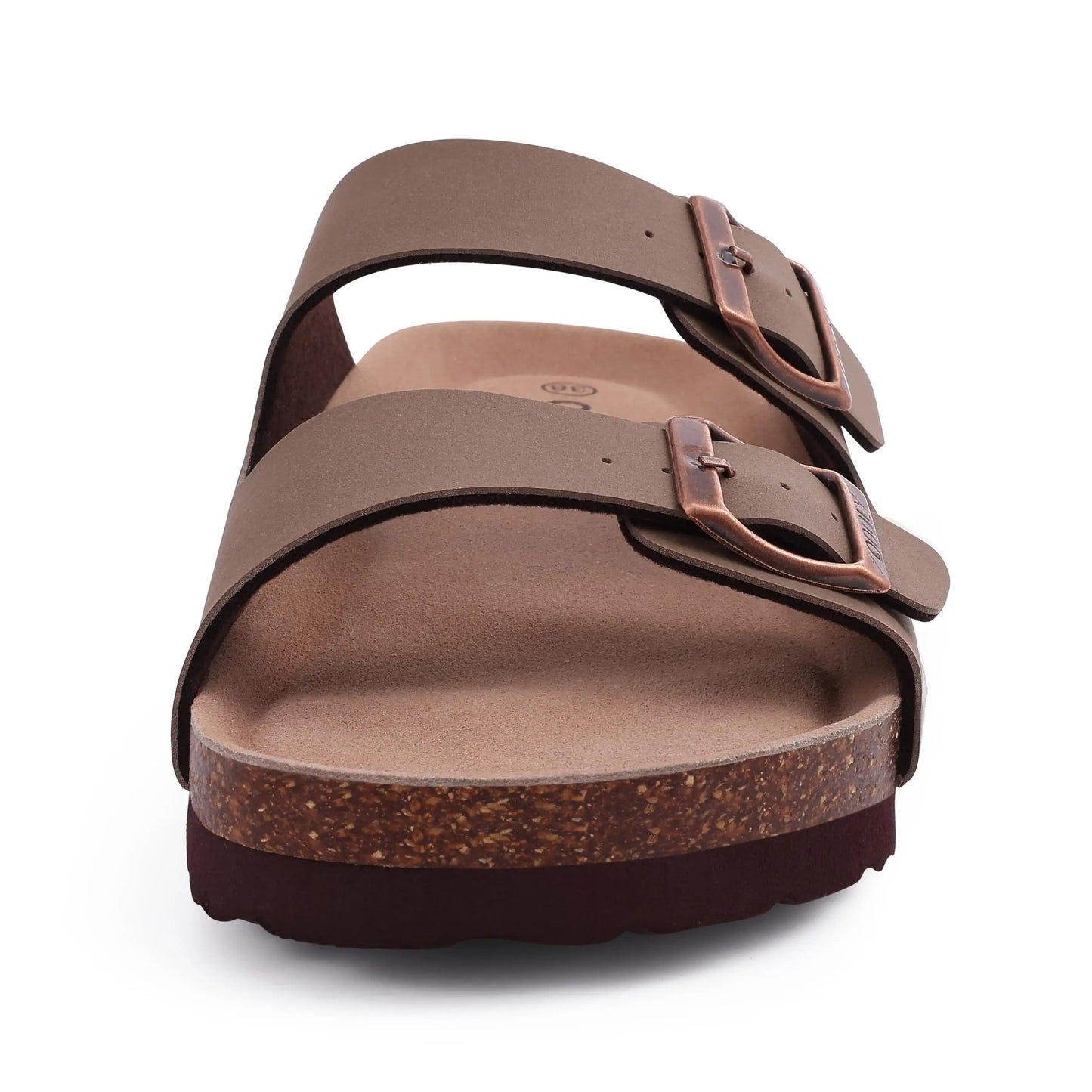 Open teen sandalen met kurk voor dames - verstelbare gesp, platte suède pantoffels